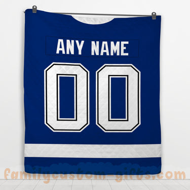 Custom Premium Quilt Blanket Tampa Bay Jersey Ice Hockey Personalized Quilt Gifts for Her & Him